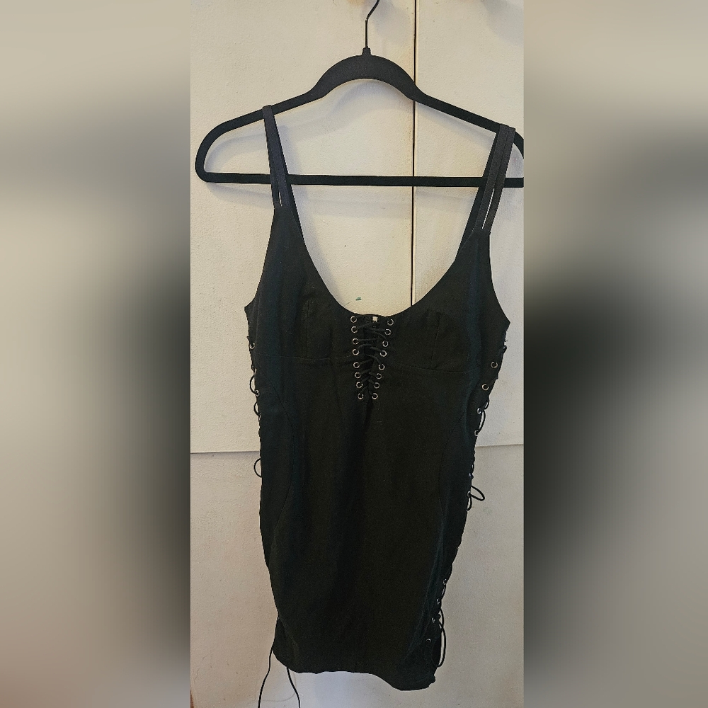 POSTER GIRL Black Lace-Up Dress - XL